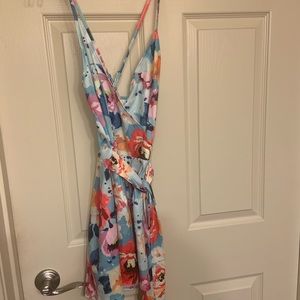 Floral romper with belt